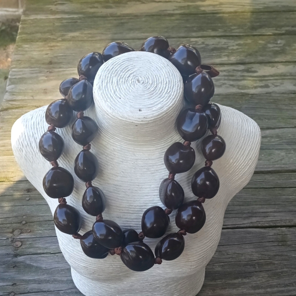 Modern Brown Double-Strand Necklace with Chunky Beads